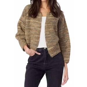 NEW J. SOCIETY novelty open front cardigan in moss
